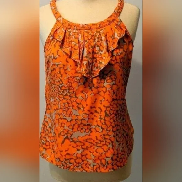 BANANA REPUBLIC Vibrant Orange Animal Print Women's Tank Top. Size M - Picture 1 of 11